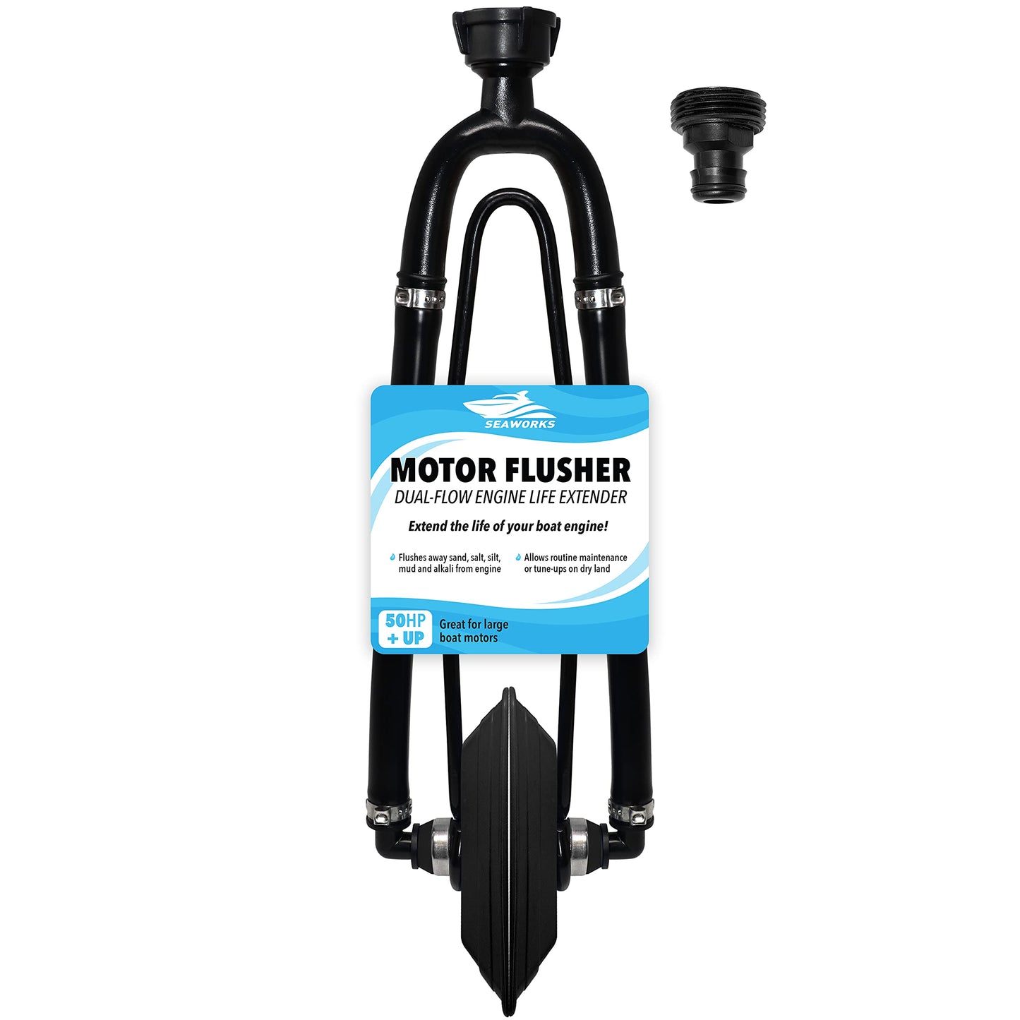 Seaworks Rectangular Cap Dual Flow Motor Flusher, Black