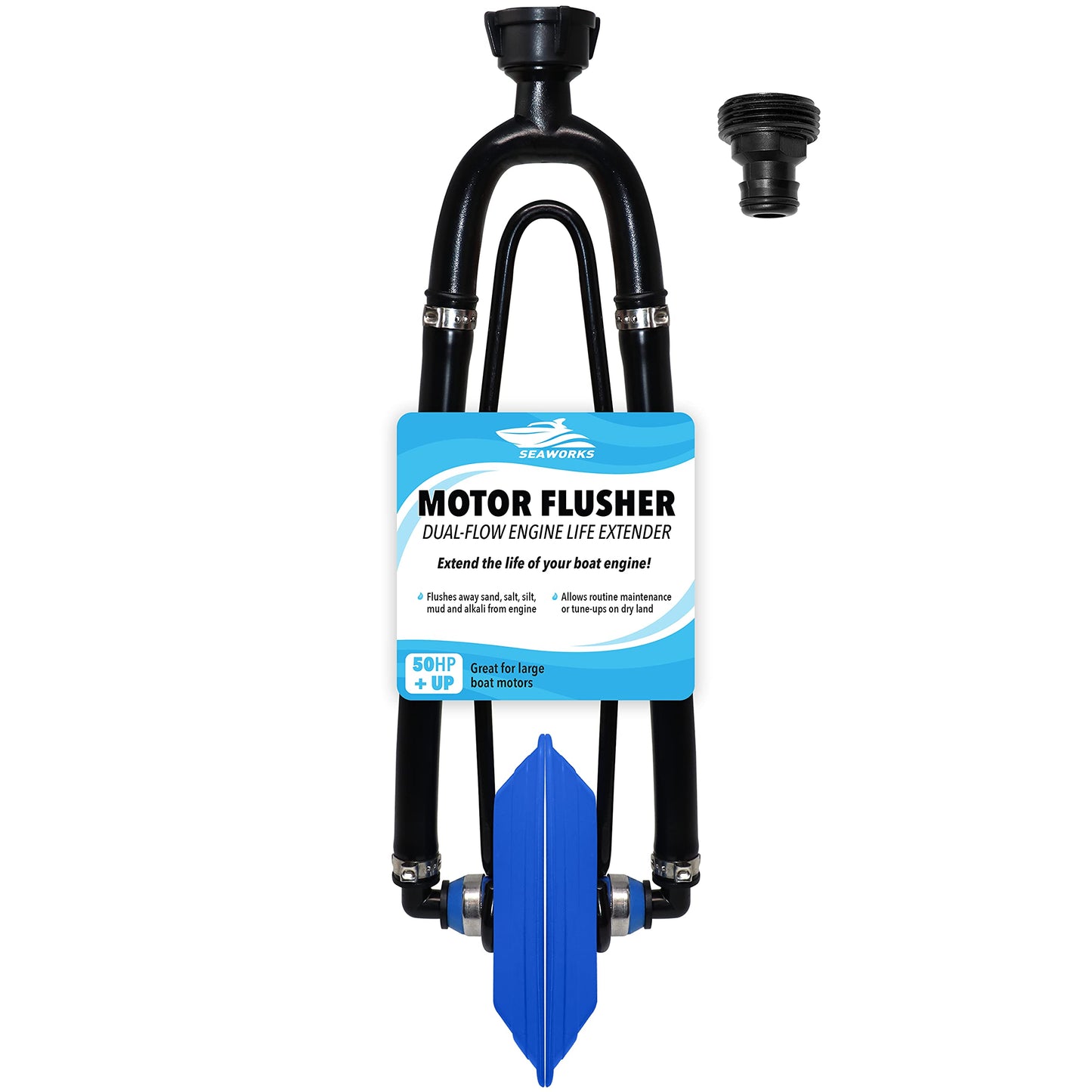 Seaworks Rectangular Cap Dual Flow Motor Flusher, Blue