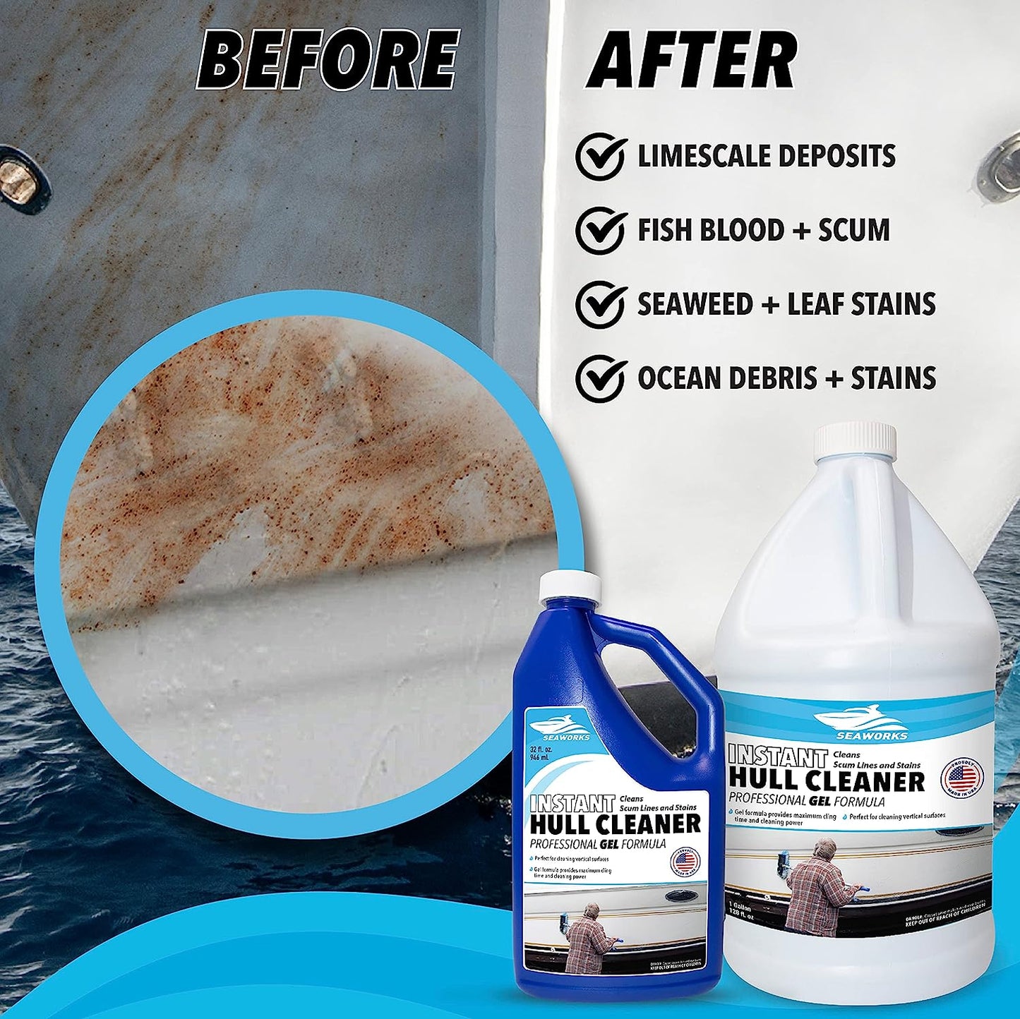 Seaworks Gel Instant Boat Hull Stain Remover Cleaner