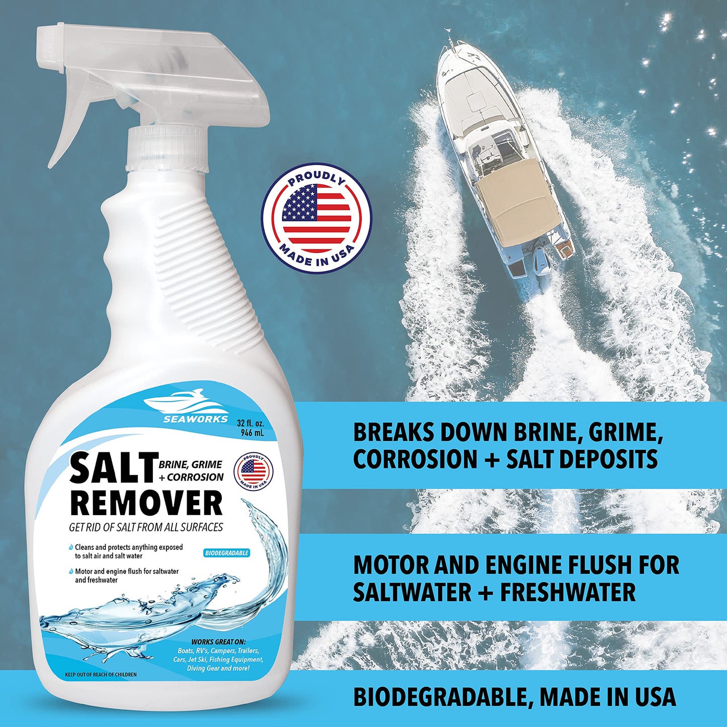Bottle Salt Remover Engine and Motor Flush with Spray Nozzle, 32 Oz