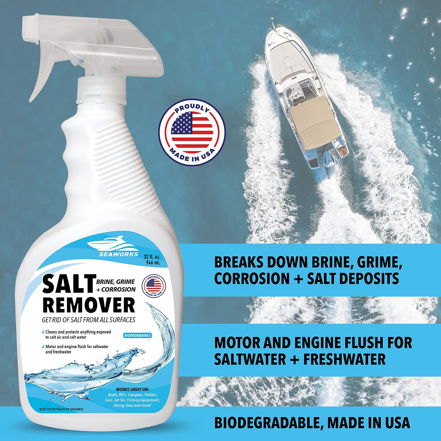 Salt-Away Salt Remover Spray 32oz Concentrate with Mixing Unit